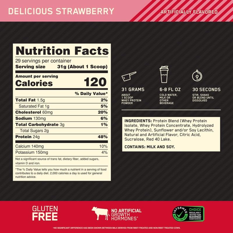 Optimum Nutrition Gold Standard 100% Whey Protein Powder, Delicious Strawberry Optimum Nutrition uk supplements
