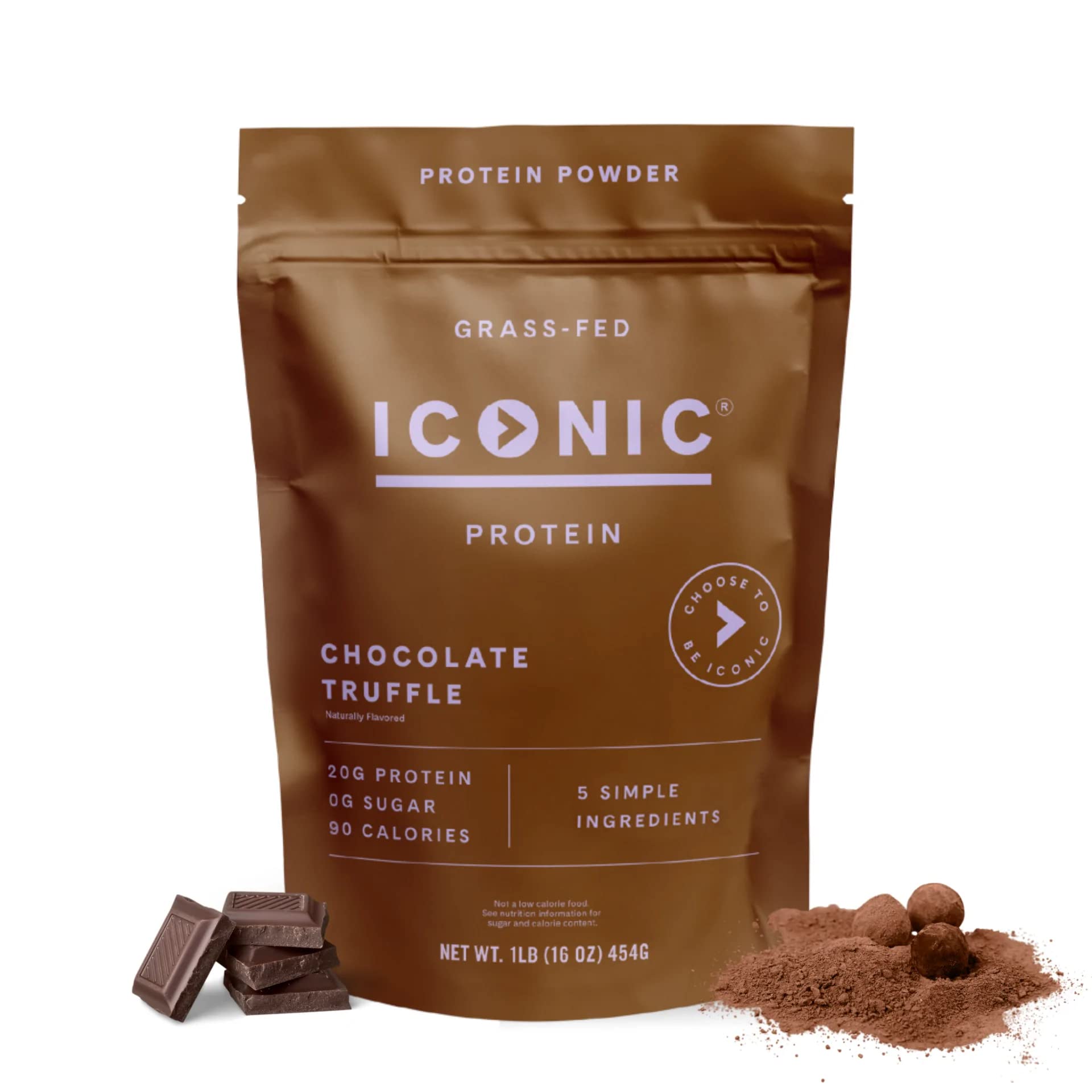 ICONIC Protein Powder, Chocolate Truffle - Sugar Free, Low Carb Protein Powder - Lactose Free, Gluten Free, Non-GMO - 20g Grass Fed Whey & Casein Protein ICONIC uk supplements