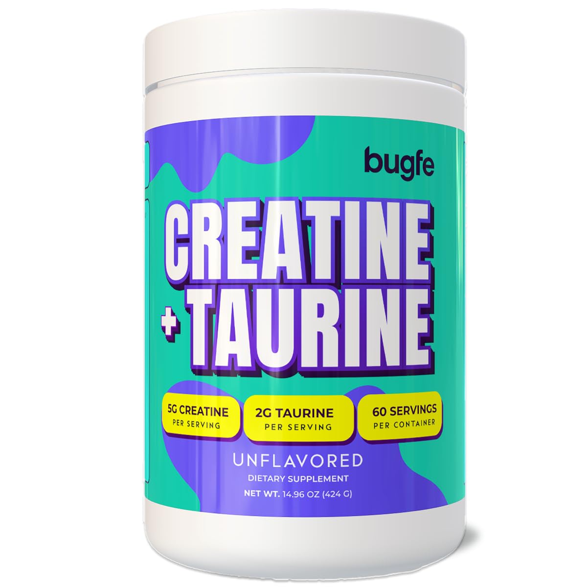 Creatine with Taurine for Women & Men - Unflavored Micronized Creatine Monohydrate Plus Taurine Powder to Support Muscle Strength, Recovery & Brain Health (60 Servings) Bugfe uk supplements