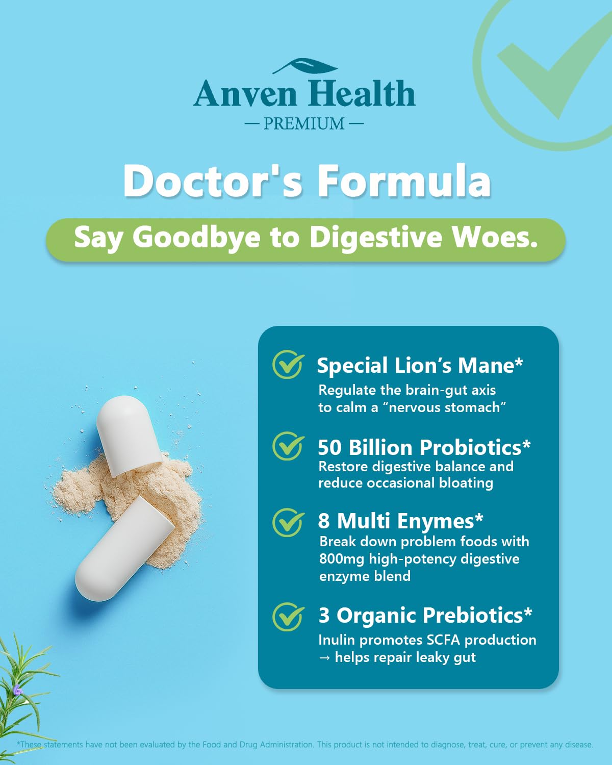 Anven Health 800mg Digestive Enzymes for Men and Women with Probiotics & Prebiotics, 8 Key Enzymes, Protease, Amylase & Lipase | 180 Capsules - A 60-Day Supply for Bloating & Gas Relief - Non-GMO Anven Health uk supplements