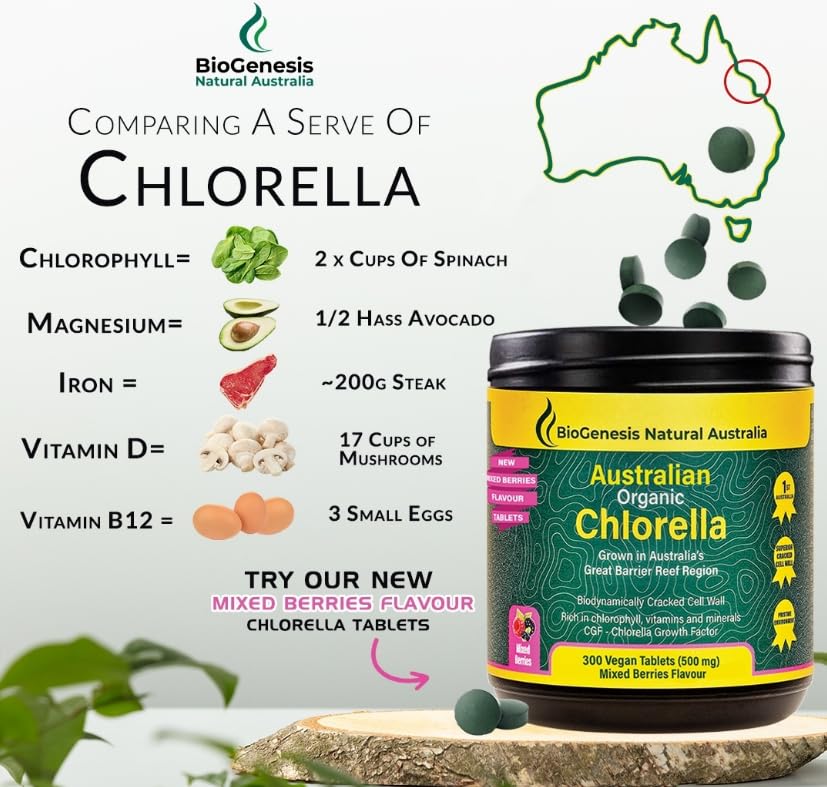 Biogenesis Organic Chlorella Tablets | Australian Grown | Chlorophyll-Rich Biogenesis uk supplements