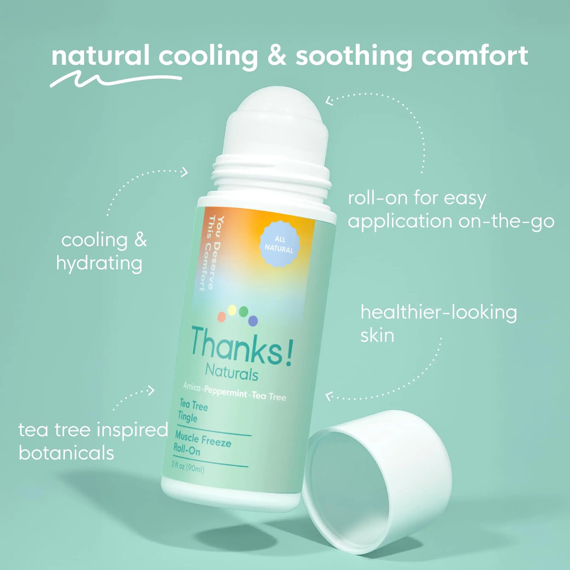 Thanks! Naturals Muscle Freeze Roll On, Tea Tree Tingle, Vegan, Cold Pressed Formula with Shea Butter, Eucalyptus & Peppermint, Use on Neck, Knees & Joints, Post Workout Essential, 3 FL OZ Thanks! Naturals uk supplements