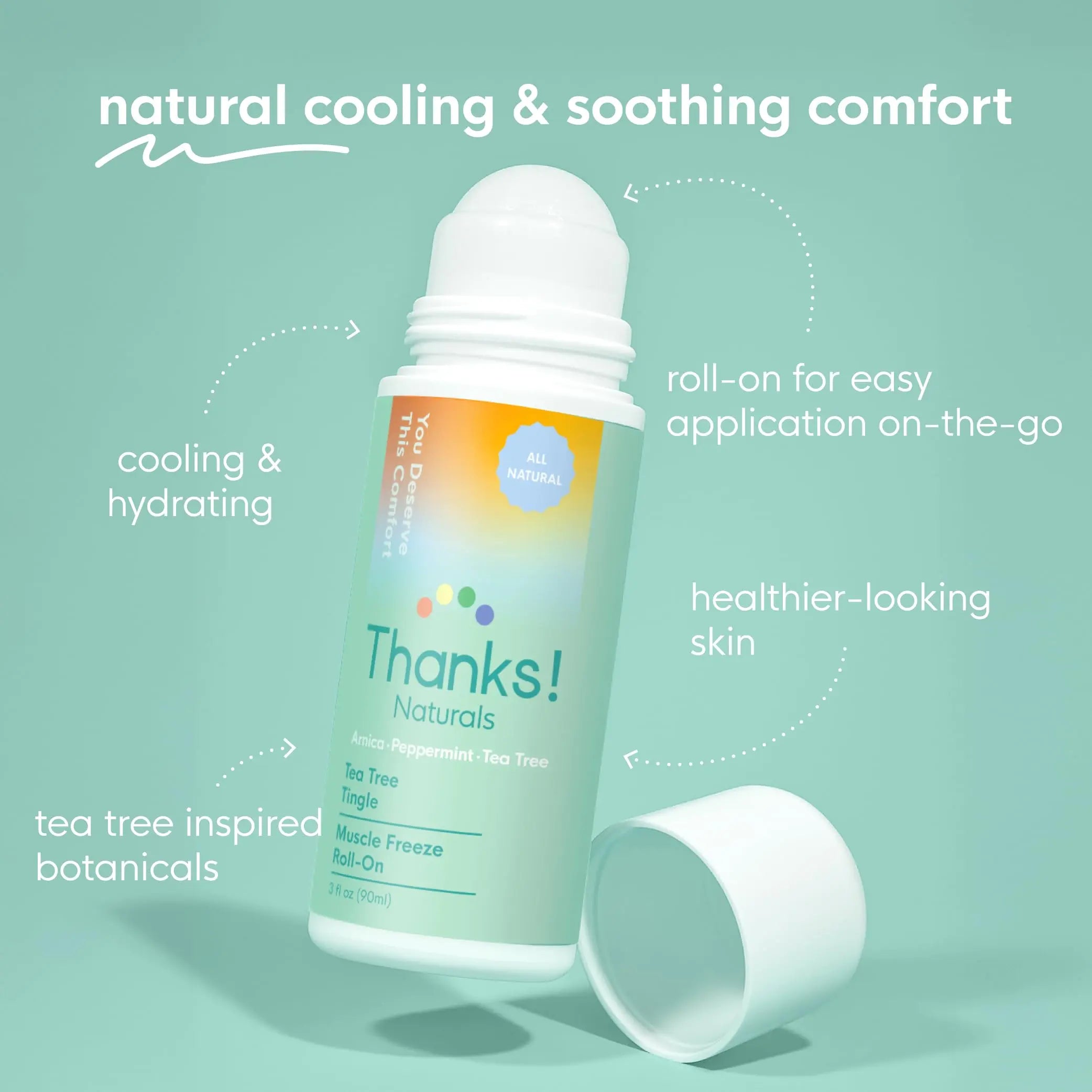 Thanks! Naturals Muscle Freeze Roll On, Tea Tree Tingle, Vegan, Cold Pressed Formula with Shea Butter, Eucalyptus & Peppermint, Use on Neck, Knees & Joints, Post Workout Essential, 3 FL OZ Thanks! Naturals uk supplements
