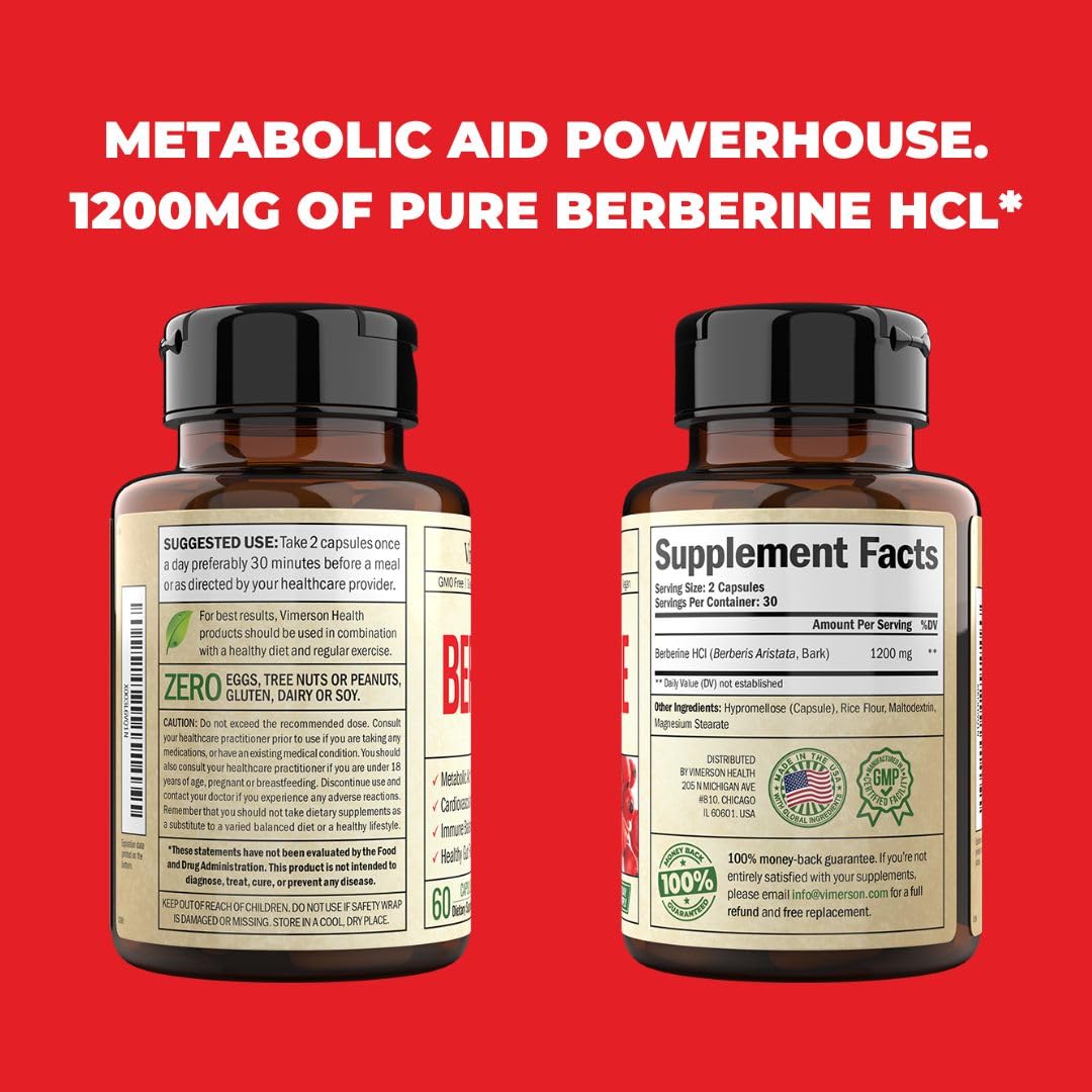 Vimerson Health Berberine Supplement with 3rd Party Tested Berberine 1200mg Per Serving Vimerson Health uk supplements