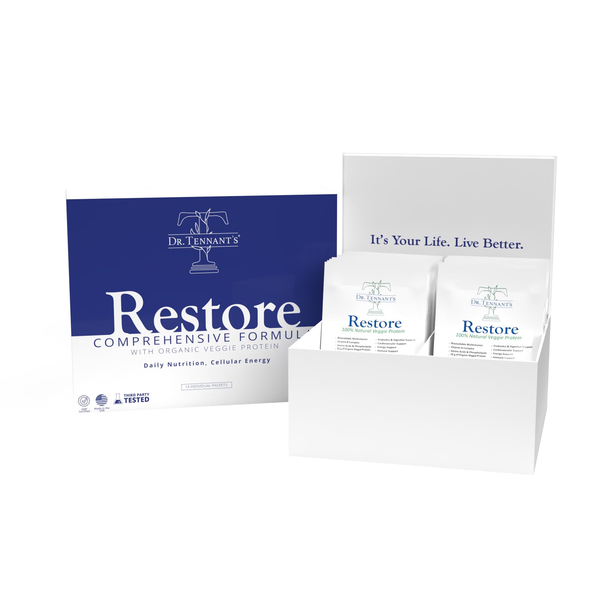 Dr. Tennant's Restore Vanilla Shake | 50+ Methylated Vitamins & Minerals | 23g Vegan Protein | Organic, Gluten-Free | Boosts Energy, Immune & Gut Health | 14-Day All-in-One Supplement Dr. Tennant's uk supplements