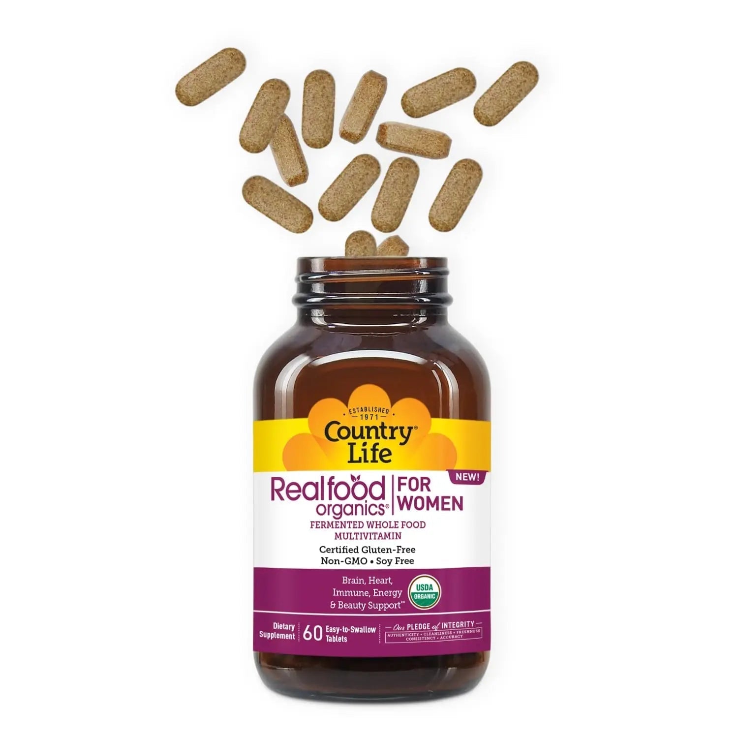 Country Life Realfood Organics Women’s Multivitamin – USDA Organic, Vegan, Gluten-Free – 1,300mg Fermented Whole Foods, Vitamins D, E, B, Folate & Biotin Country Life uk supplements