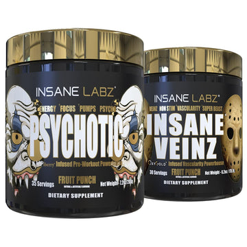 Insane Labz Psychotic Gold and Insane Veinz Gold Pre Workout Nitric Oxide Booster Stack Insane Labz uk supplements