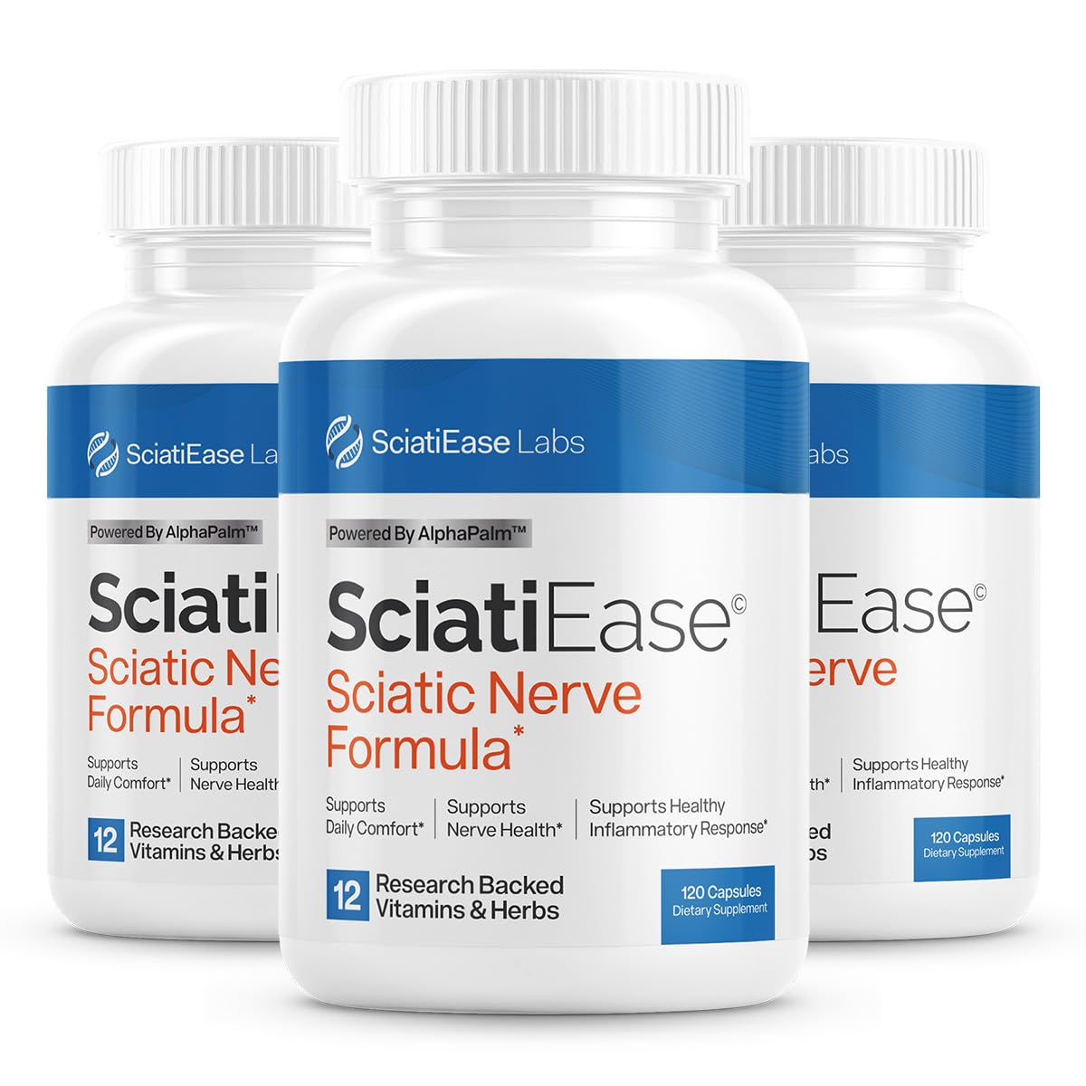 SciatiEase Sciatic Nerve Health Support Supplement - Nerve Support Formula with AlphaPalm, Pea, Vitamin B Complex, Alpha Lipoic Acid 300mg - 3 Bottles SciatiEase uk supplements