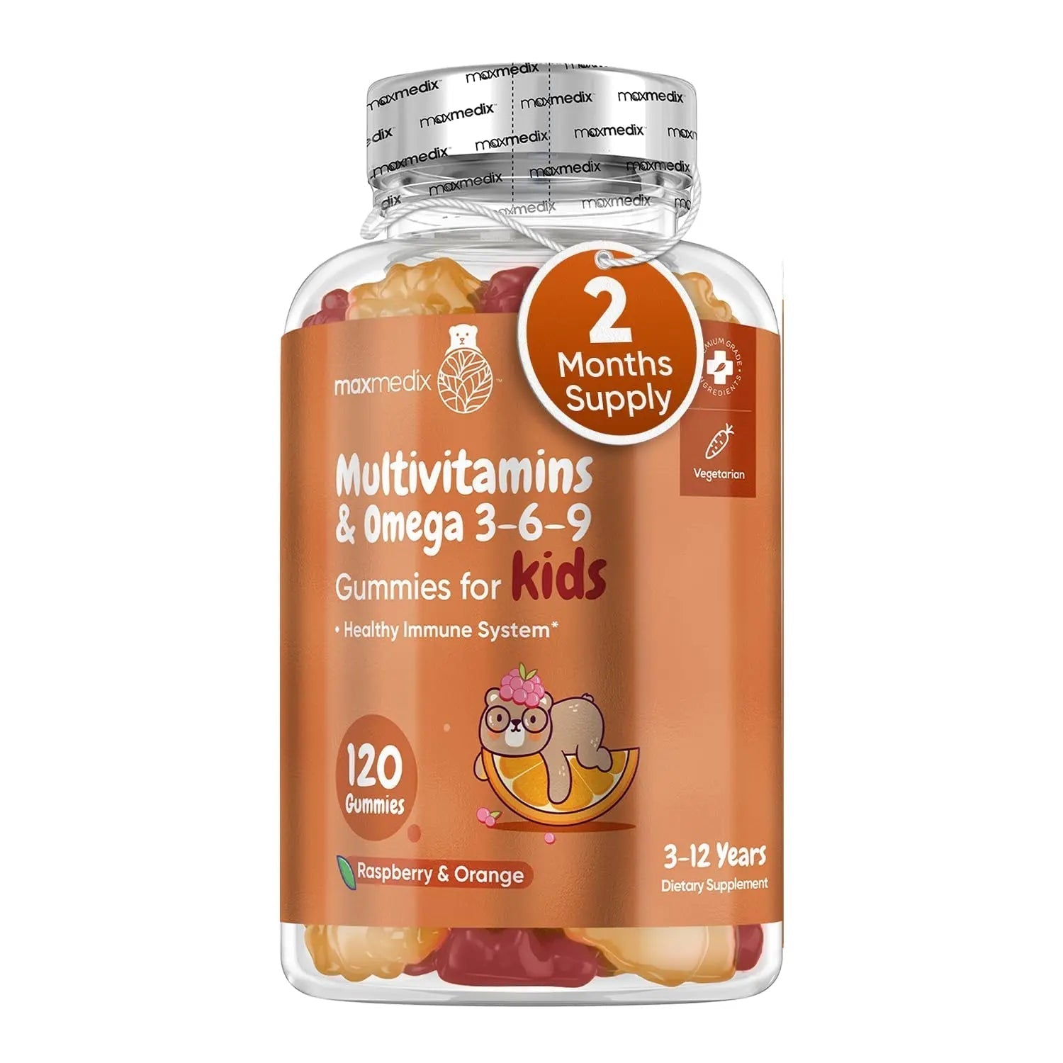 maxmedix Kids Multivitamin Gummies with Omega 3 6 9 | 2-Month Supply | 20 Essential Kids Vitamins & Minerals for Healthy Immune System | maxmedix uk supplements