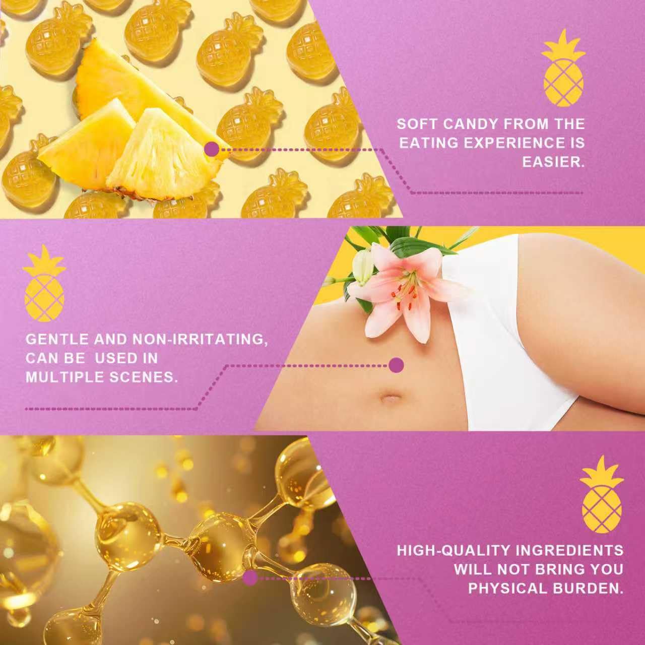 Brurtzexs Her Juicy Feminine Probiotics Gummies for Women with Slippery Elm - Pineapple Flavor, pH Balance & Immune Health Support - Digestive & Feminine Support - Vegan Supplement, 60 C Brurtzexs uk supplements