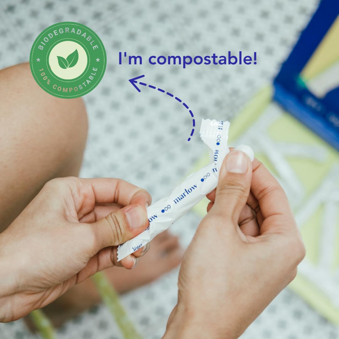 Award Winning 100% Organic Cotton Easy Glide Tampons with Compact Plant Based Applicator MARLOW uk supplements