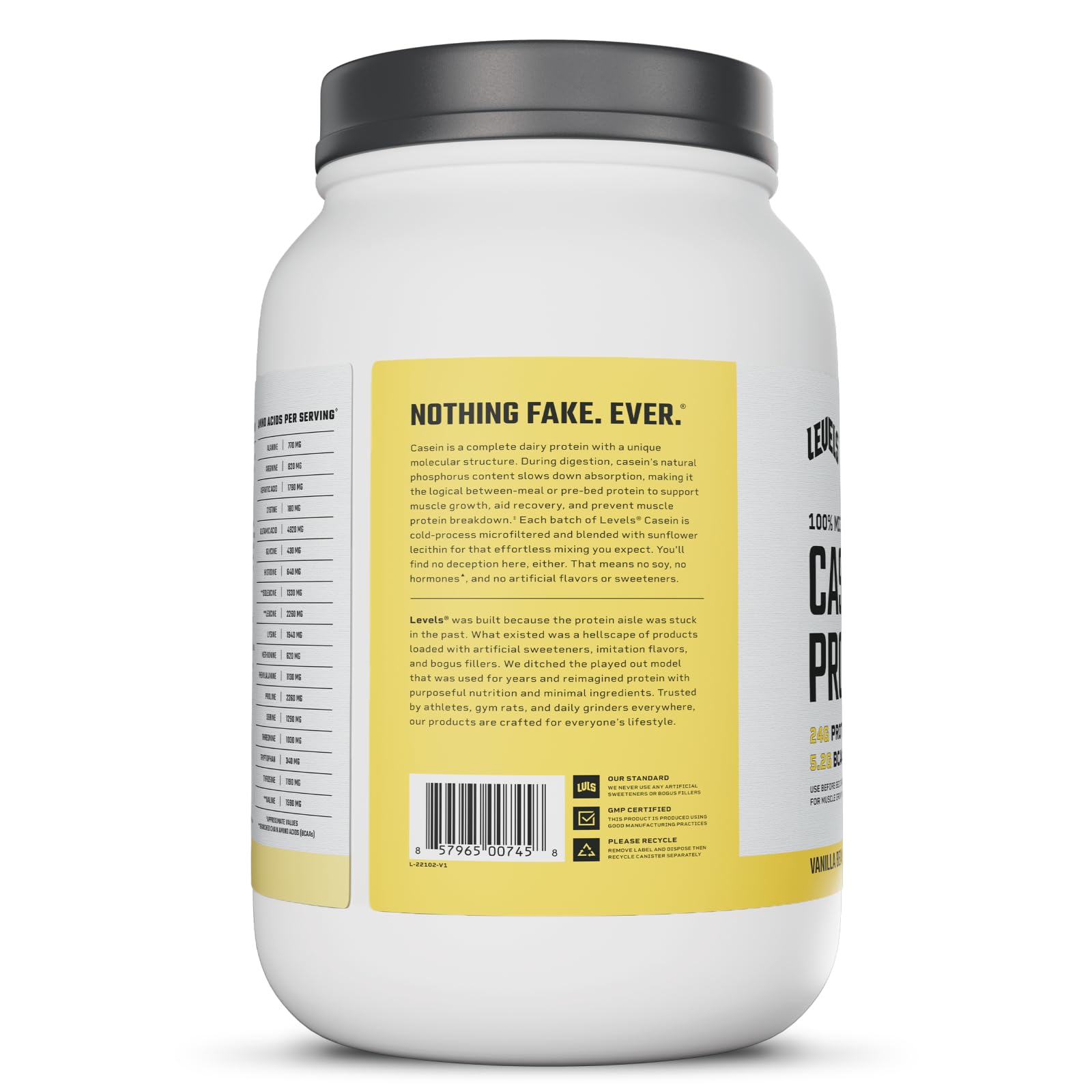 Levels 100% Micellar Casein Protein, Hormone Free, Vanilla Bean, 2LB Levels Nutrition uk supplements
