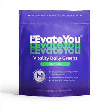 L'Evate You Vitality Daily Greens Powder (28 Servings) 30 Superfoods, 9 Greens - for a Cellular Energy Boost, Powered by M-Charge Complex for All Day Energy (Original) Steve Harvey's L'Evate You uk supplements