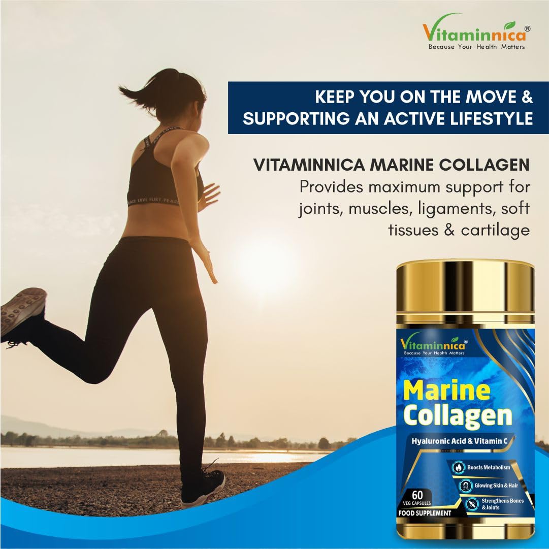 Vitaminnica Marine Collagen Capsules with Hyaluronic Acid & Vitamin C - Skin, Hair, Bones & Joints Vitaminnica Because your Health Matters uk supplements