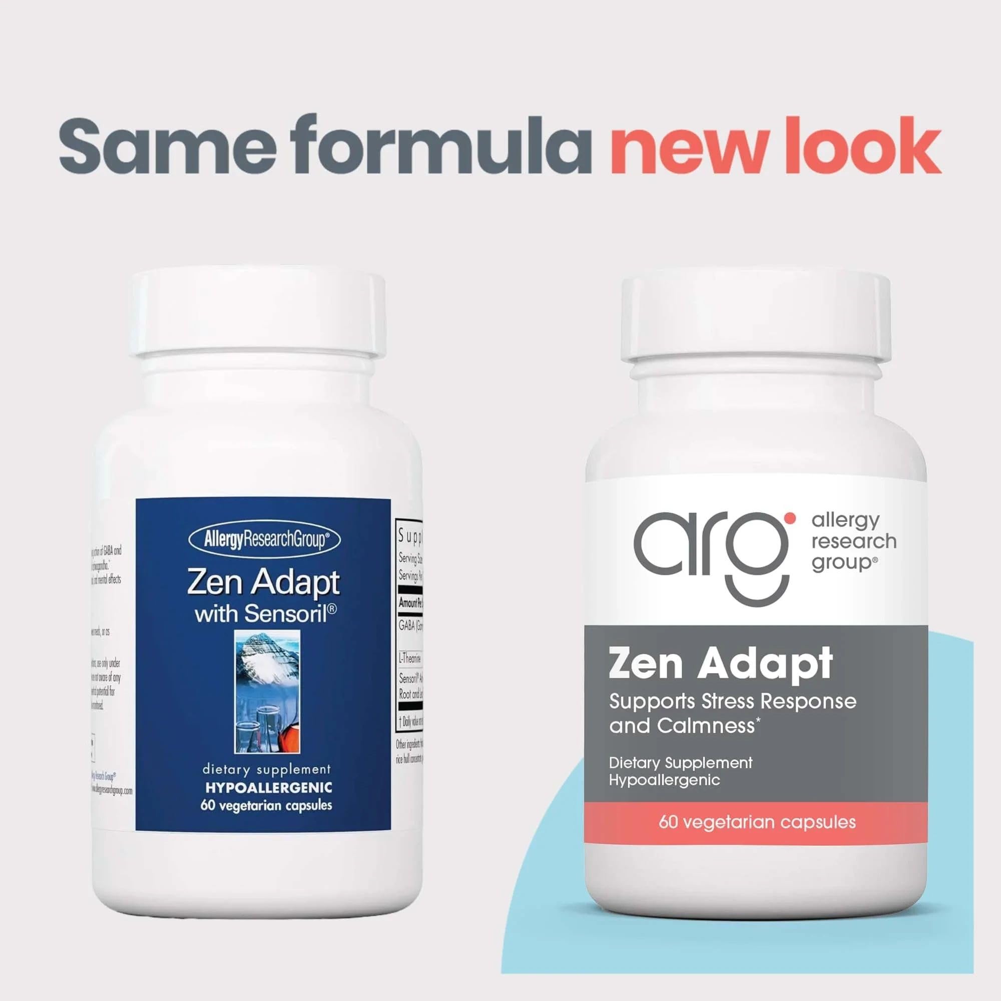 NutriCology ZenMind Adapt - 200 mg L-Theanine, 125 mg Ashwagandha & 550 mg GABA - Supports Stress Response and Calmness - Vegetarian Capsules - Hypoallergenic Formula - 30 Servings - 60 Capsules Allergy Research Group uk supplements
