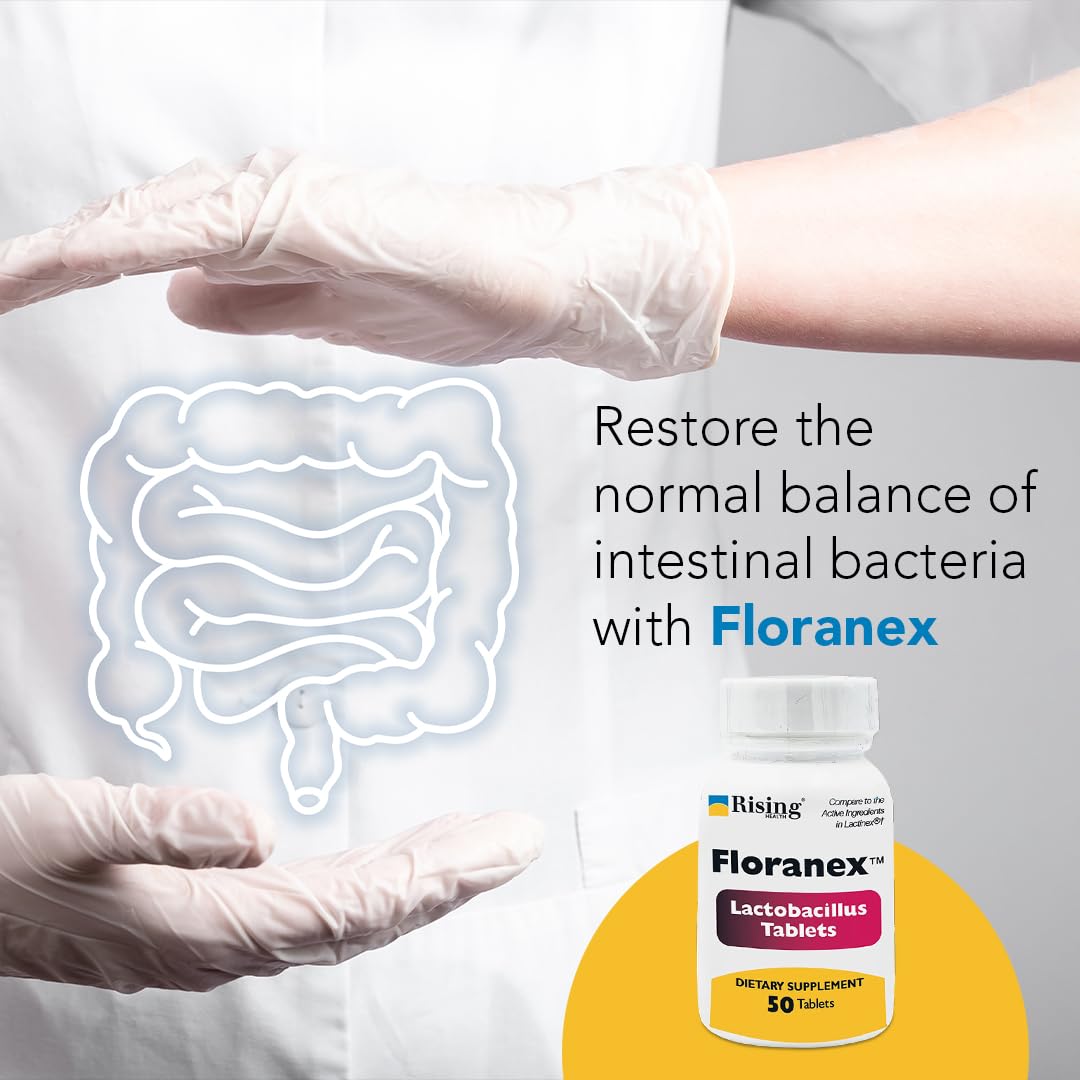 Rising Health - Floranex Tablets - Lactobacillus Probiotic Dietary Supplements - 50 Tablets Rising uk supplements