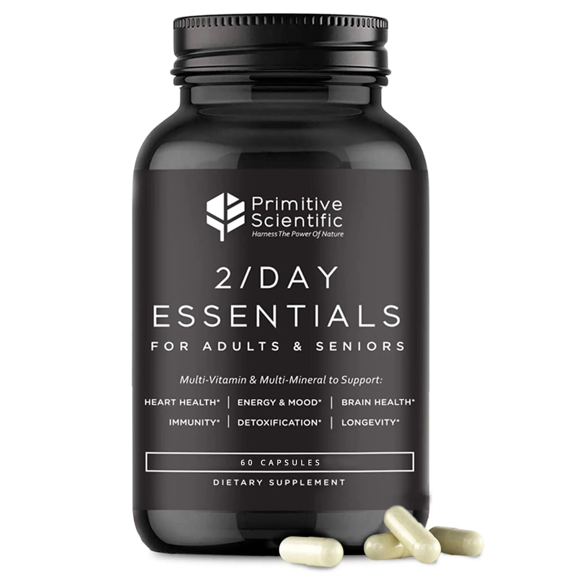 Primitive Scientific Whole Food Daily Essential Multivitamins for Adults and Seniors - 2X a Day - Vitamin A, C, D, E, B12 and Minerals Primitive Scientific uk supplements