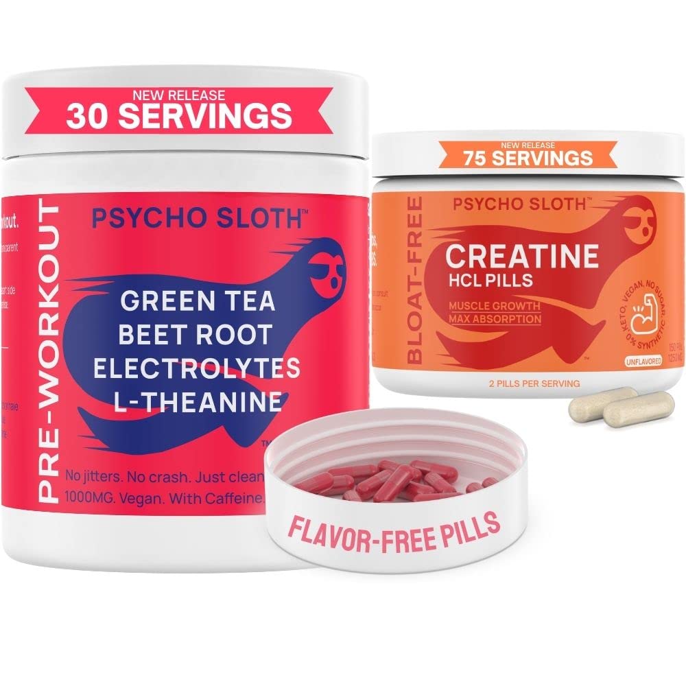 Pre Workout Pills and Creatine HCL Pills Bundle - Endless Energy, Muscle Growth, Endurance Goba Tea uk supplements