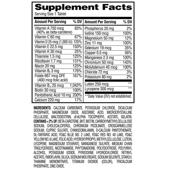 AGILIPET Equate Complete Multivitamin/Multimineral Supplement Tablets, Adults 50+, 220 Count (Pack of 1) Sticker AGILIPET uk supplements