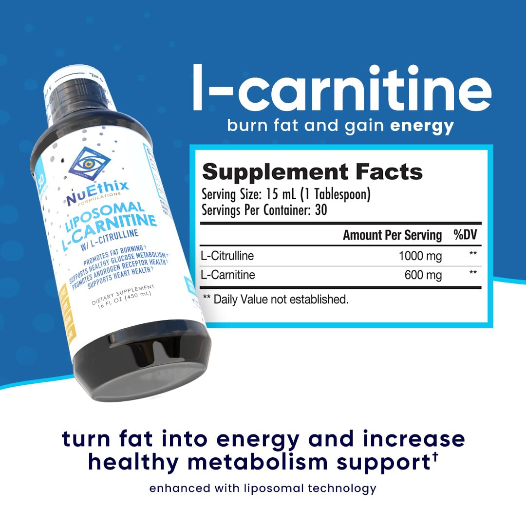 NuEthix Formulations Lipsomal L-Carnitine Supplement 600mg with L-Citrulline 1000mg NuEthix Formulations uk supplements