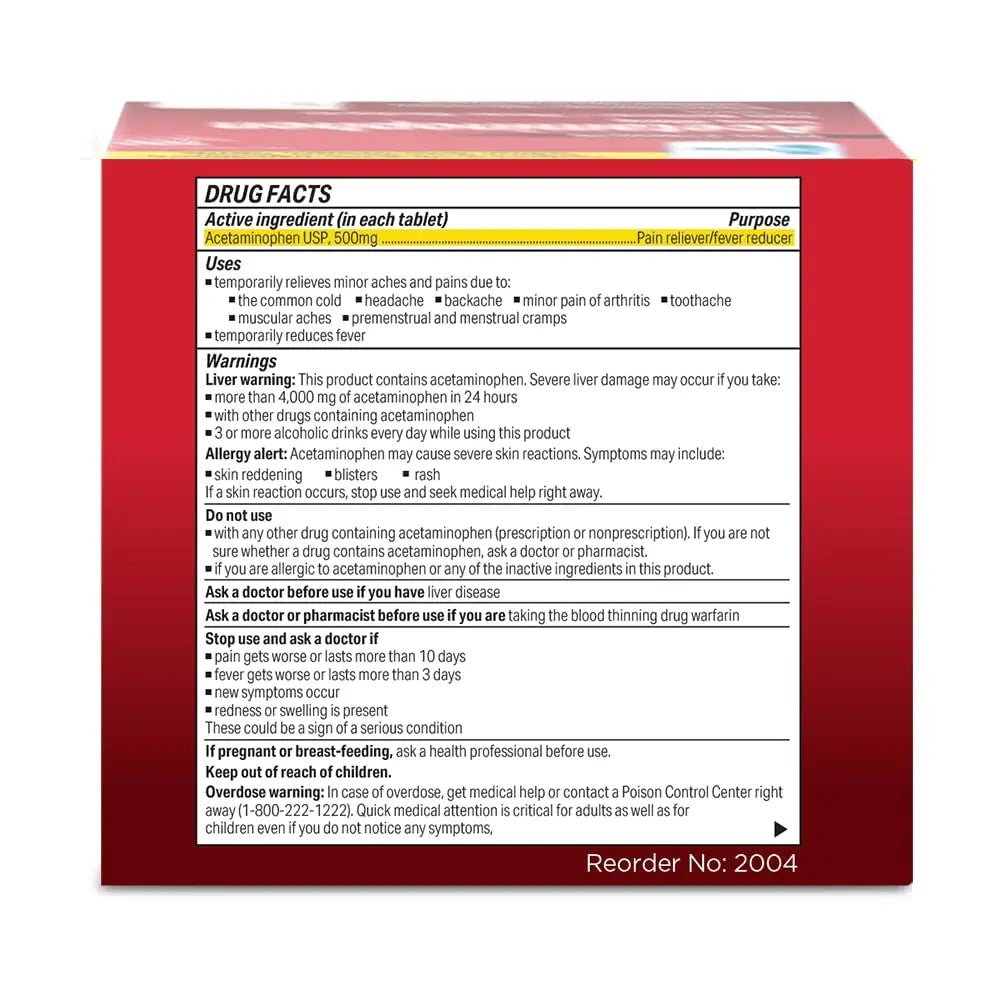 Globe Extra Strength Acetaminophen Tablets 500 mg, Pain Reliever and Fever Reducer, Gentle on Stomach, for Arthritis Pain, Backache Pain and More, 50 Packets of 2 Tablets Each, 100 Count Globe uk supplements