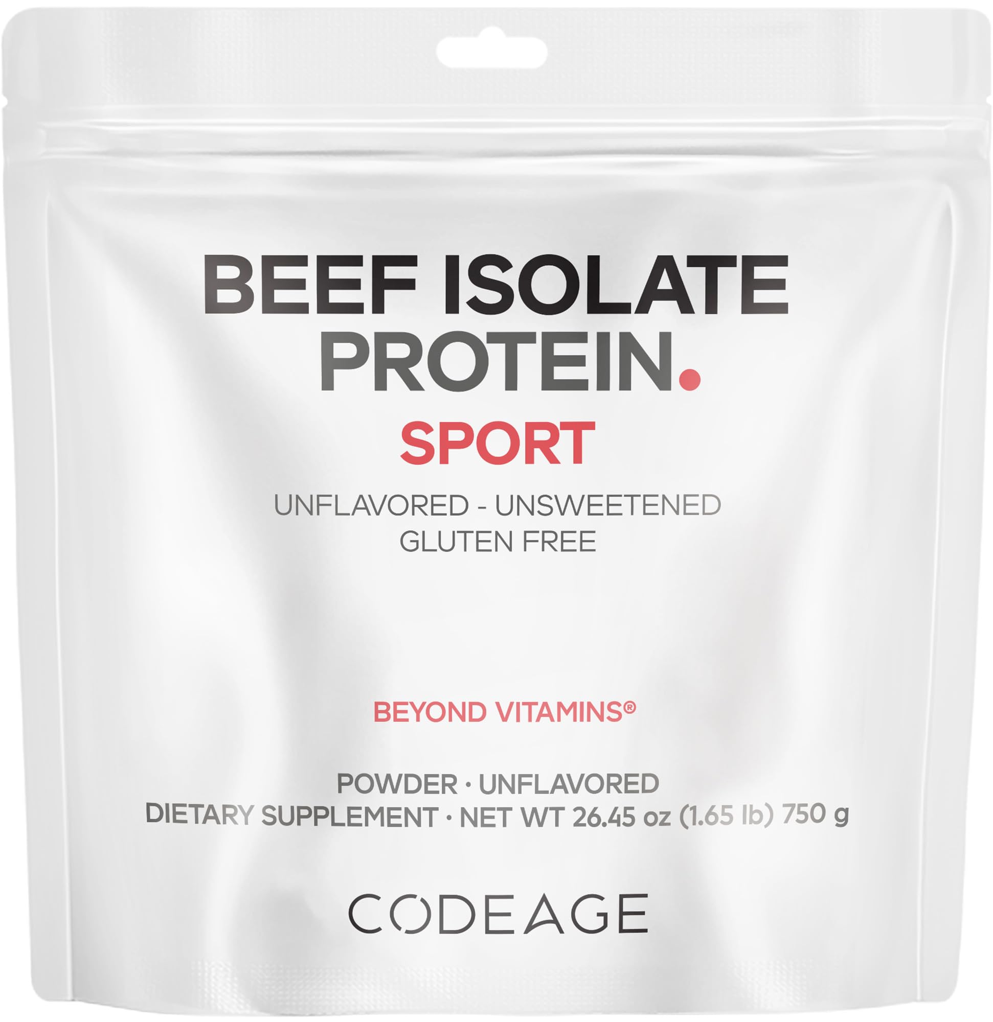 Codeage Grass-Fed Beef Isolate Protein Powder Supplement - 20 Amino Acids, Collagen-Rich - Athletes & Sports - Unflavored Carnivore Protein Supplement, BCAA & EAA - Gluten-Free - 26.45 oz Codeage uk supplements