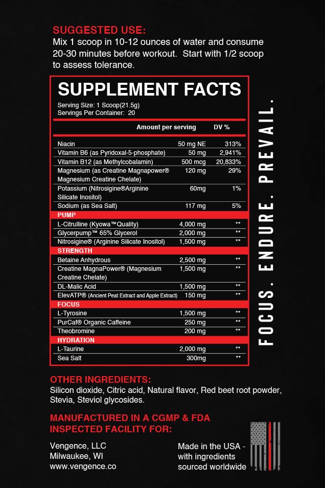 Vengence Infliction Pre-Workout Powder for Men & Women - Energy, Focus & Massive Vengence uk supplements