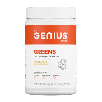 The Genius Brand Daily Superfood Greens - Organic Plant-Based Powder - Pineapple Flavor - Whole Food Blend with Greens, Fruits & Veggies - 30 Serving The Genius Brand uk supplements