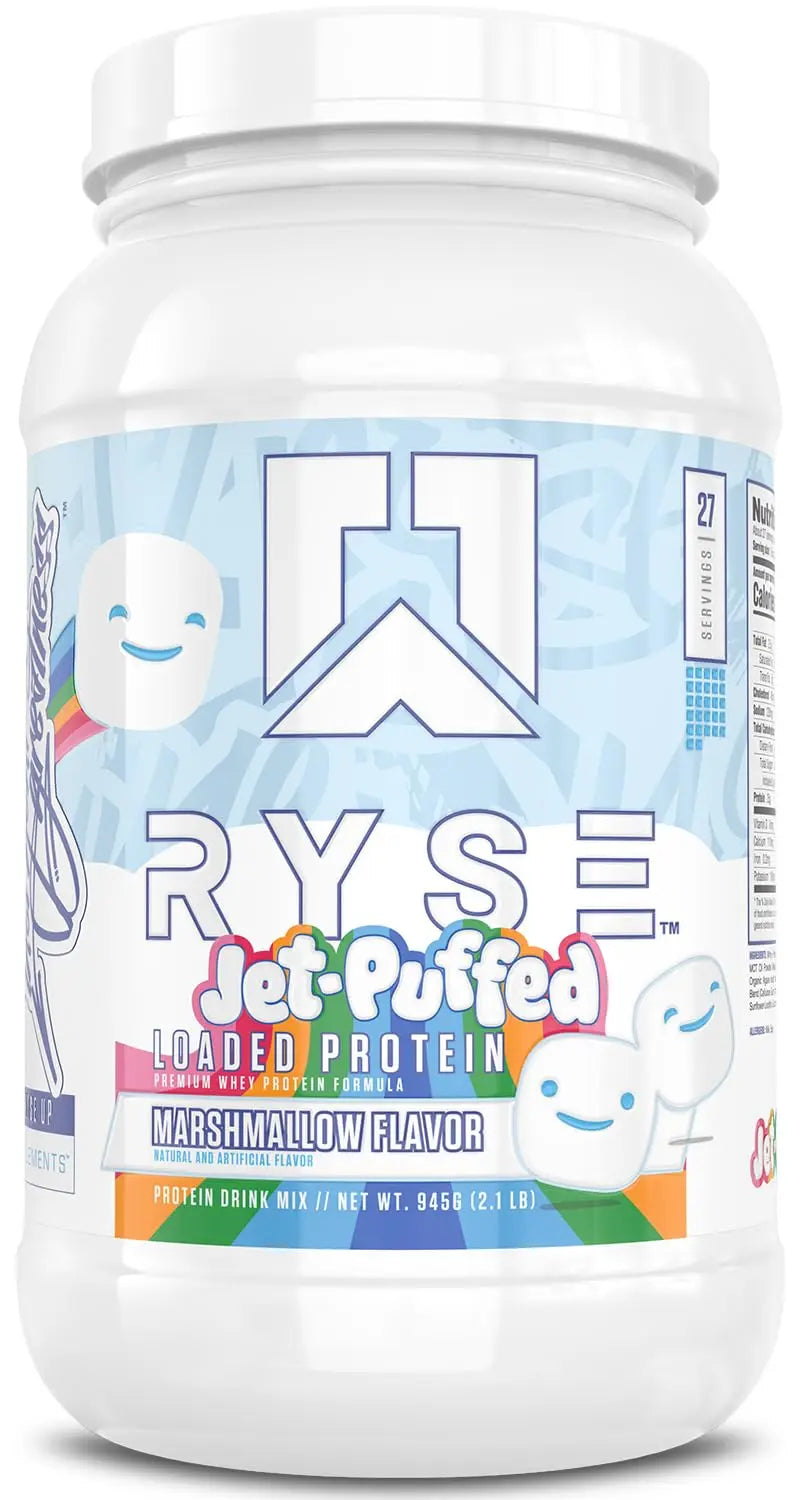 RYSE Loaded Protein Powder - Jet-Puffed Marshmallow - 25g Whey Protein Isolate & Concentrate with Prebiotic Fiber & MCTs - Low Carb, Low Sugar, Digestive-Friendly - 27 Servings / 2 lb Tub RYSE Up Supplements uk supplements