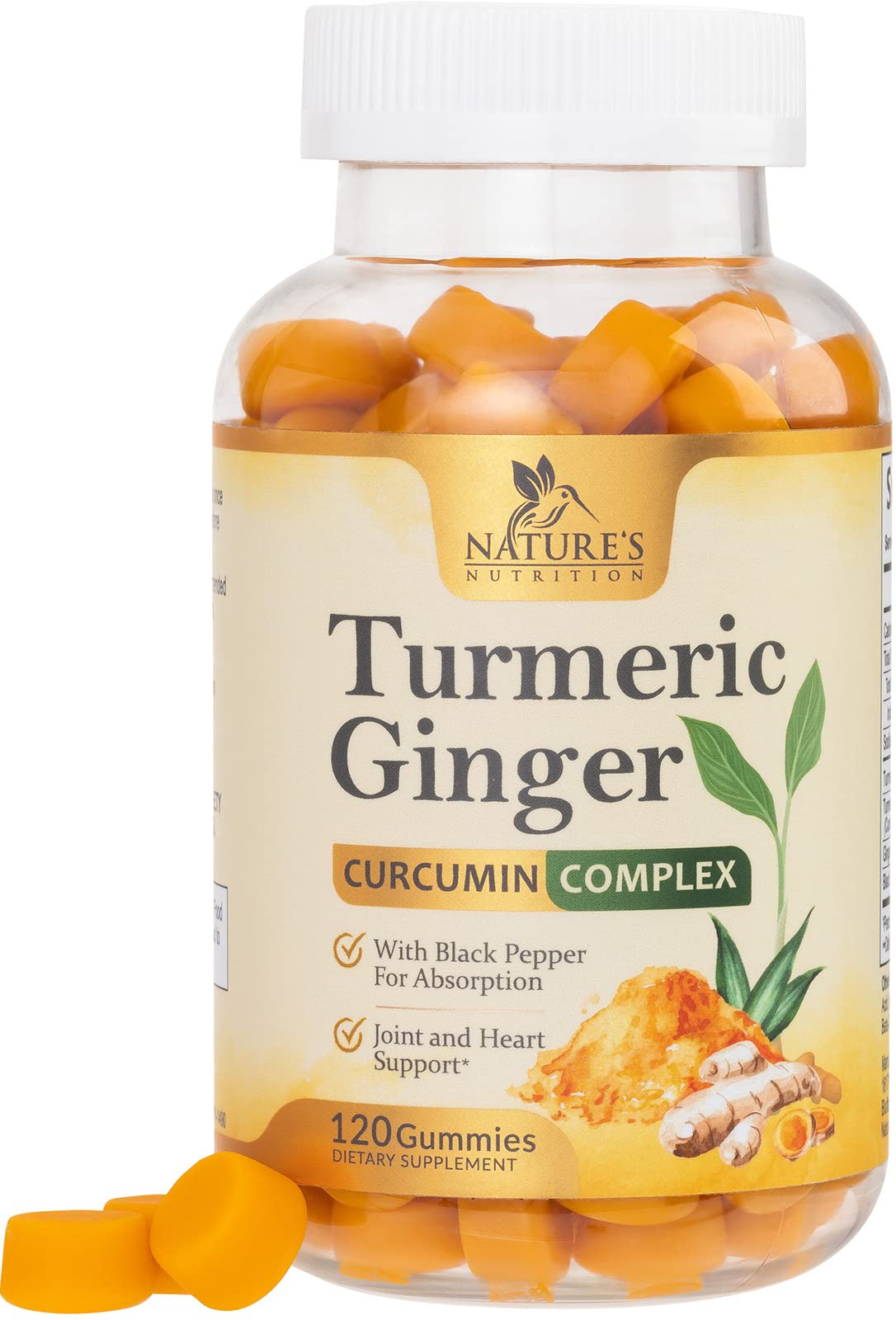 Turmeric Ginger Gummies - Vegan Turmeric Curcumin Gummy with 95% Curcuminoids Nature's Nutrition uk supplements