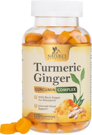 Turmeric Ginger Gummies - Vegan Turmeric Curcumin Gummy with 95% Curcuminoids Nature's Nutrition uk supplements