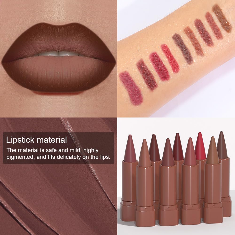 BINGBRUSH 2-in-1 Gradient Dark Brown Lip Liner & Lipstick Combo,Matte Longwear Waterproof Lip Pencil with Cone Tip,Smudge Proof Crayon for Flawless Ombre Contour,Women's Long Lasting Makeup Set BINGBRUSH uk supplements