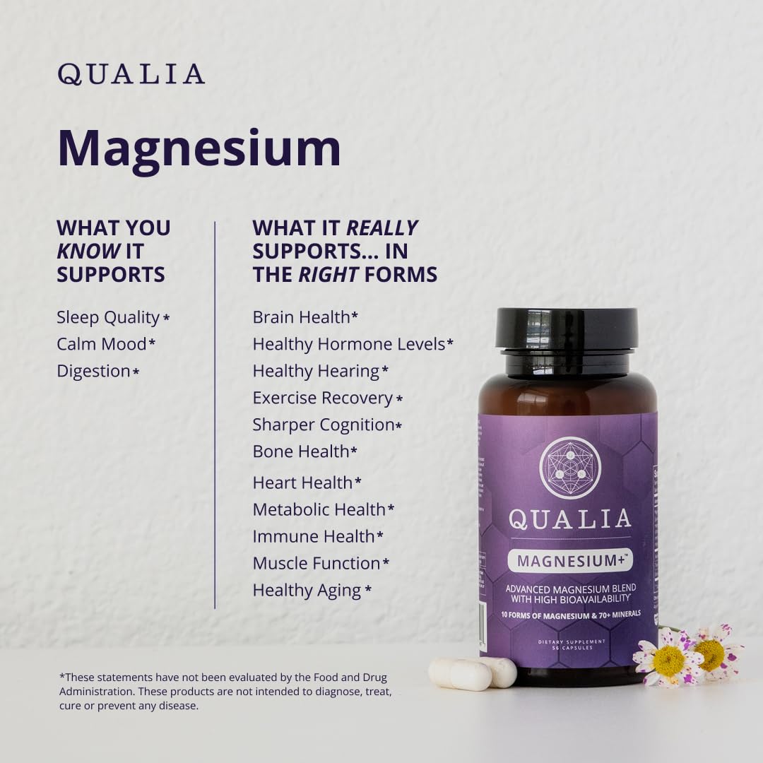 Qualia Magnesium Supplement | 10 Bioavailable Forms, Including Magnesium Glycinate, with 70+ Supporting Minerals, +7 Amino Acids | Doctor-Formulated to Support Sleep, Stress Relief, Heart, Relaxation QUALIA LIFE SCIENCES uk supplements