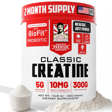Old School Labs 5000mg Micronized Creatine Monohydrate with BioFit™ Probiotic - No Bloat Post-Recovery for Men & Women Supports Muscle Growth, Old School Labs uk supplements