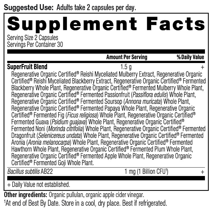 Ancient Nutrition Regenerative Organic Certified SuperFruits Capsules, Supports Gut and Immune System Health, Made with Probiotics, Dragonfruit, Mulberry, and Goji, 60 Count Ancient Nutrition uk supplements
