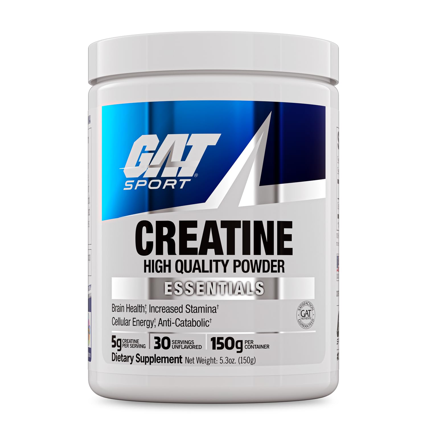 GAT SPORT Creatine Monohydrate Powder, 150 Grams, Strength, Brain Health, GLP1 Support Anti-oxidant, Endurance, for Men & Women, 1 Month Supply, Unflavored (30 Servings) GAT SPORT uk supplements