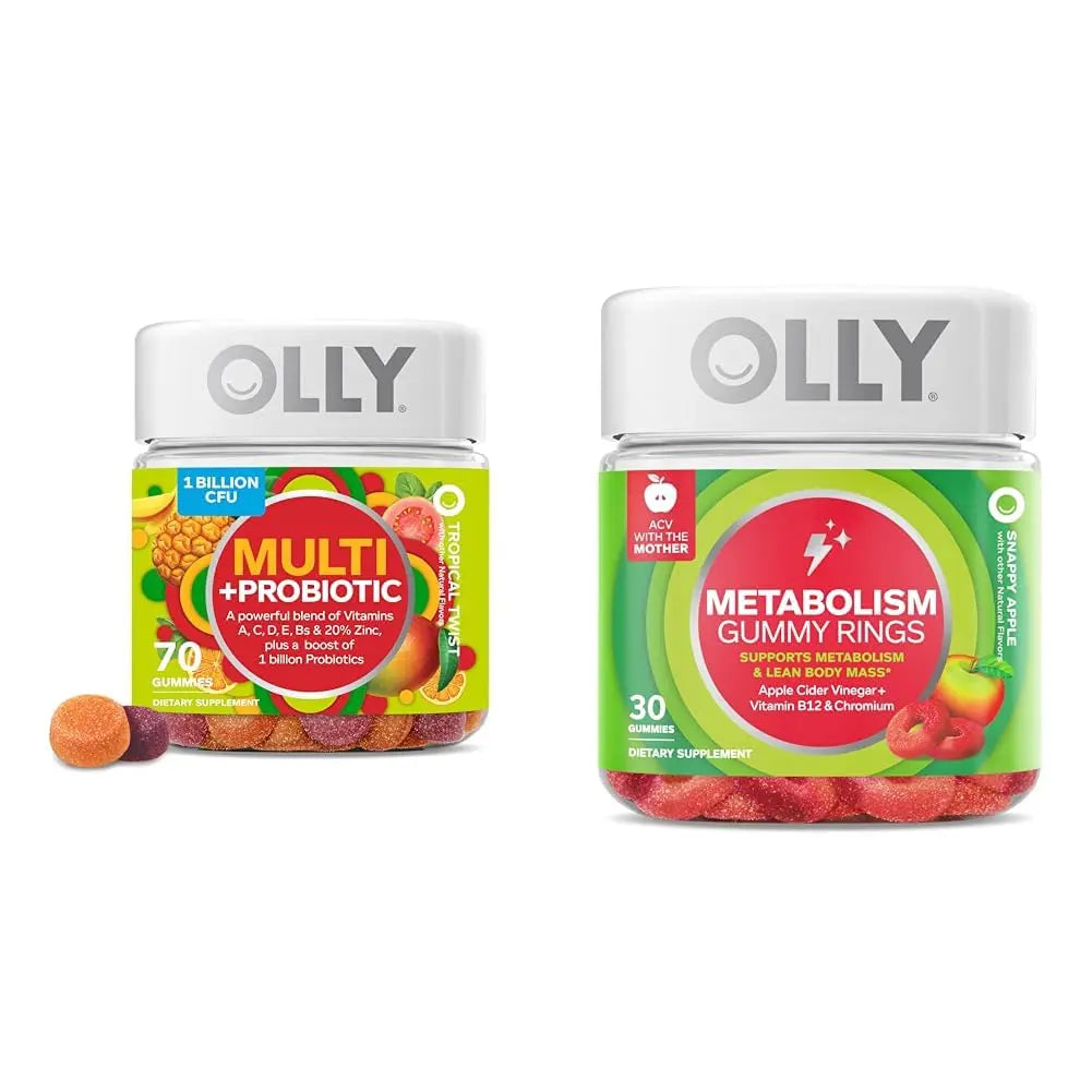 OLLY Multi + Probiotic Adult Multivitamin Gummy, 1 Billion CFUs, Digestive and Immune Support & Metabolism Gummy Rings, Apple Cider Vinegar, Vitamin B12, Chromium, Energy and Digestive Health OLLY uk supplements