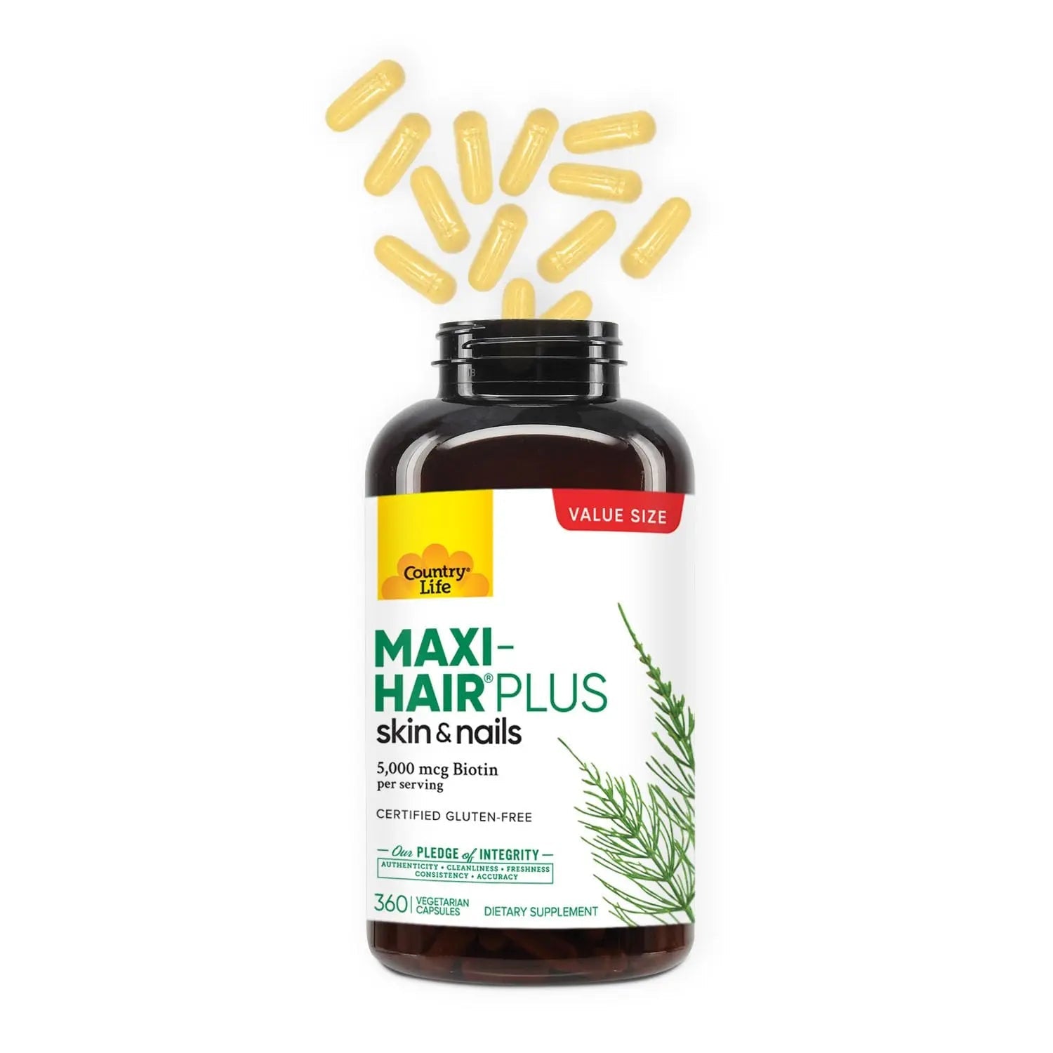 Country Life Maxi-Hair Plus 5000 mcg Biotin, 360 Capsules, Certified Gluten Free, Certified Vegetarian Country Life uk supplements