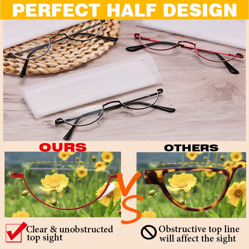 Yiwaeye 3 Pack Half Moon Reading Glasses Anti Blue Light UV, Half Frame Semi Lens Slim Yiwaeye uk supplements