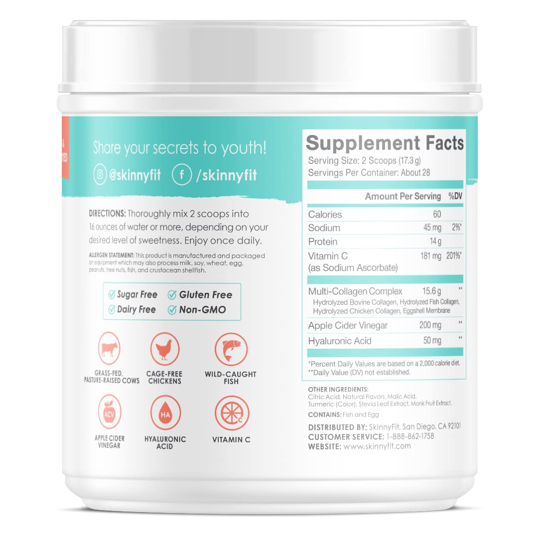 SkinnyFit Super Youth Multi-Collagen Peptides Plus Apple Cider Vinegar, Hyaluronic Acid SkinnyFit uk supplements