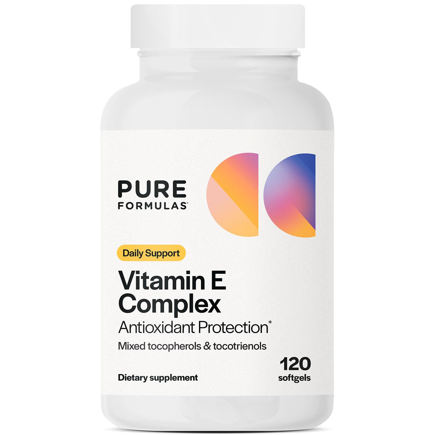PureFormulas Vitamin E Complex, Full-Spectrum Vitamin E for Cardiovascular and Immune Support, Gamma-tocopherol Rich Antioxidant, Gluten-Free & Kosher, 120 Softgels for Antioxidant Protection PureFormulas uk supplements