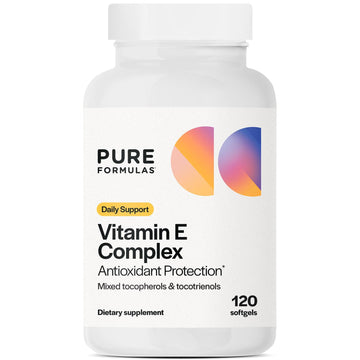 PureFormulas Vitamin E Complex, Full-Spectrum Vitamin E for Cardiovascular and Immune Support, Gamma-tocopherol Rich Antioxidant, Gluten-Free & Kosher, 120 Softgels for Antioxidant Protection PureFormulas uk supplements