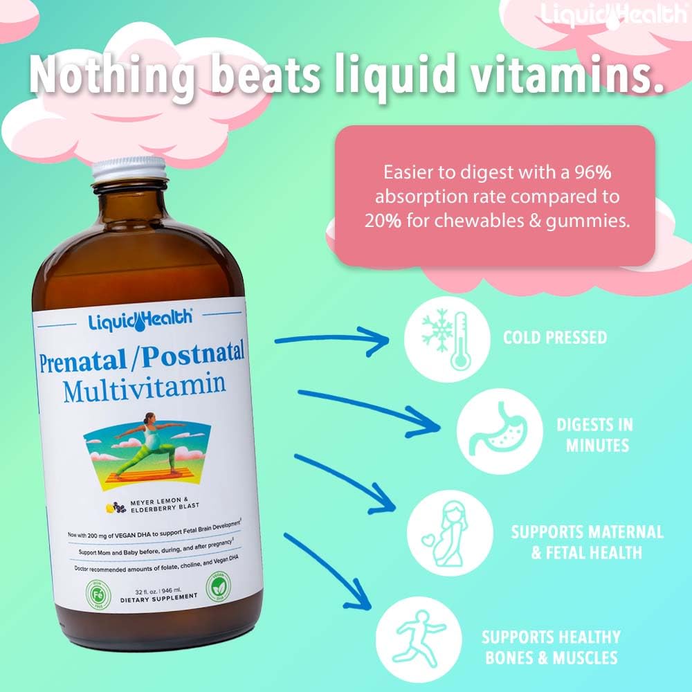 LIQUIDHEALTH Prenatal/Postnatal Multiple Liquid Women's Multivitamin with Real Folate LIQUIDHEALTH uk supplements