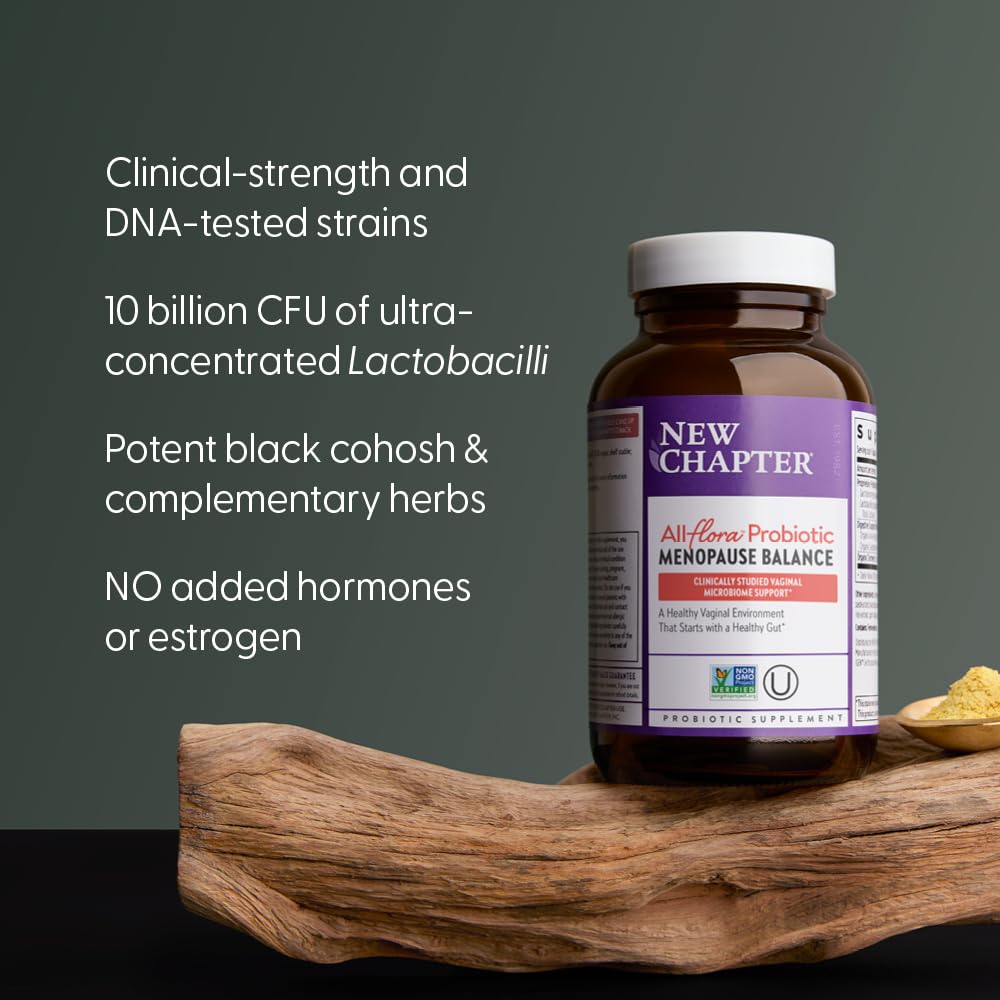 New Chapter All-Flora Probiotic Menopause Balance, Ultra-Concentrated Probiotics for Women with Black Cohosh for Menopause Hot Flashes, 100% Vegan, 30 Vegan Capsules New Chapter uk supplements