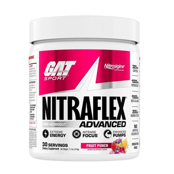 GAT SPORT Nitraflex Advanced Pre-Workout Powder, Increases Blood Flow, Boosts Strength and Energy, Improves Exercise Performance, Men & Women (Fruit Punch, 30 Servings) GAT SPORT uk supplements