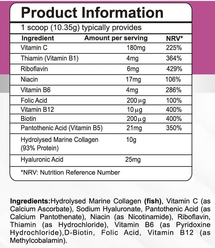 Pharmanostix Hydrolysed Marine Collagen Plus Powder 300g - 10,000mg Collagen with Hyaluronic Acid Pharmanostix uk supplements
