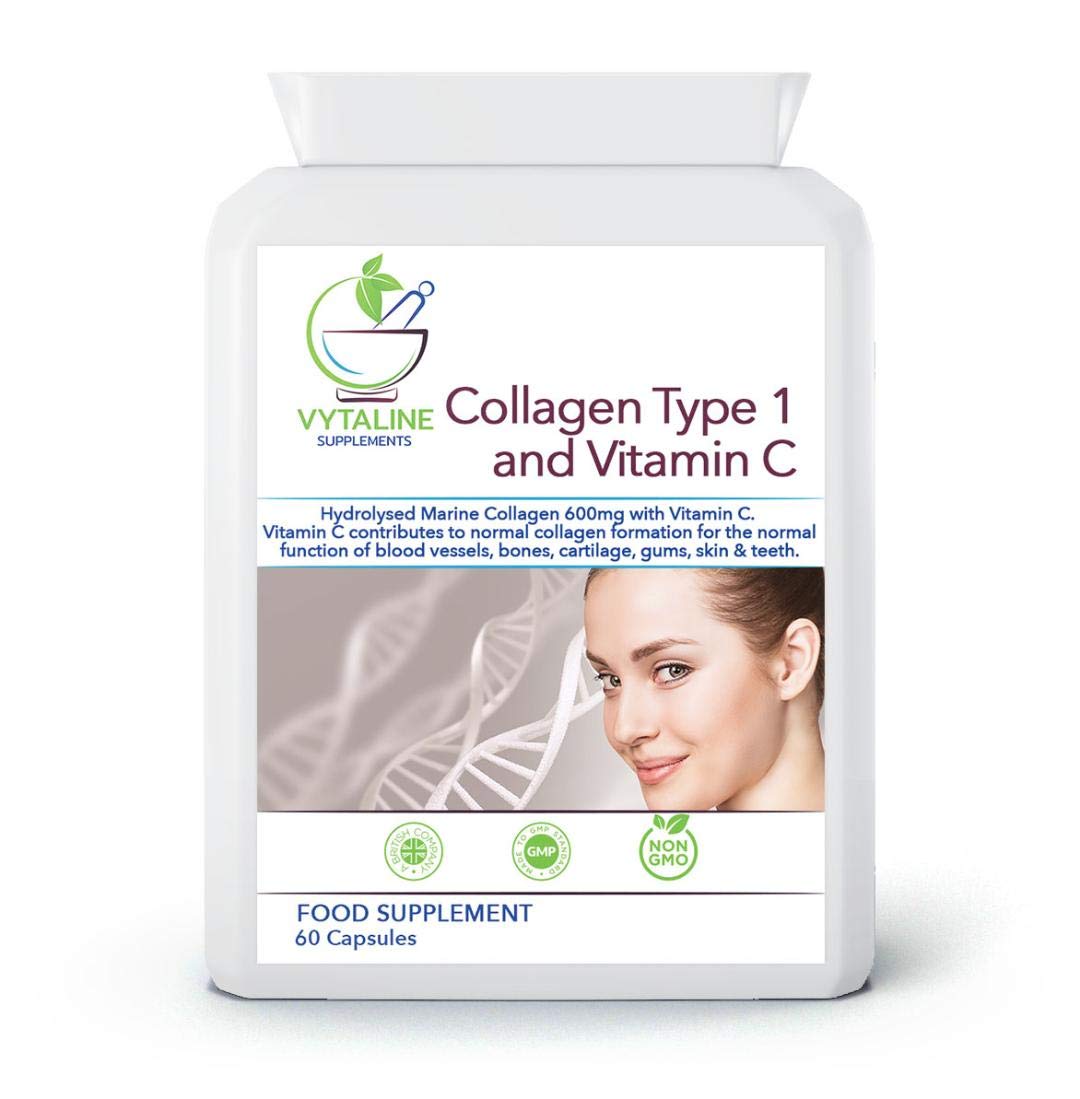 Marine Collagen Supplement for Women with Vitamin C - High Strength 600mg of Pure Hyaluronic VYTALINE uk supplements