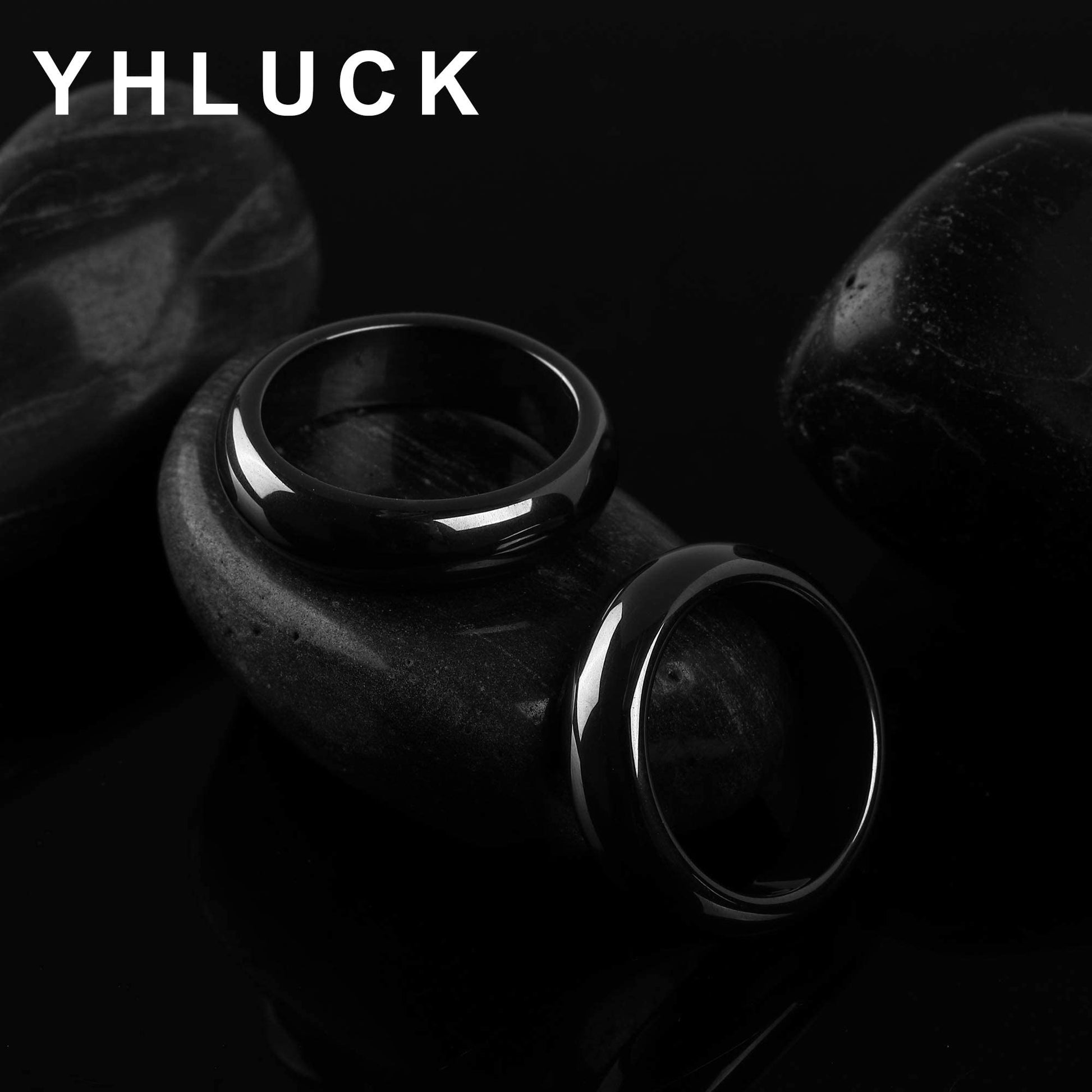 2PCS Genuine Hematite Ring for Women Men Unisex, Black Hematite Stone Ring Anxiety Balance Yhluck uk supplements
