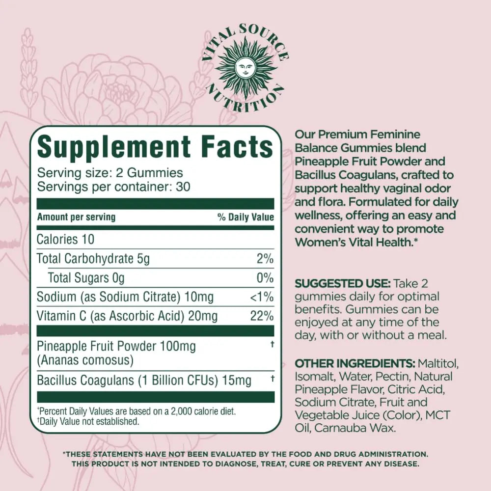 Vital Source Nutrition - Premium Feminine Balance Gummies - for Women’s Health & Wellness - Immune Support Vital Source Nutrition uk supplements