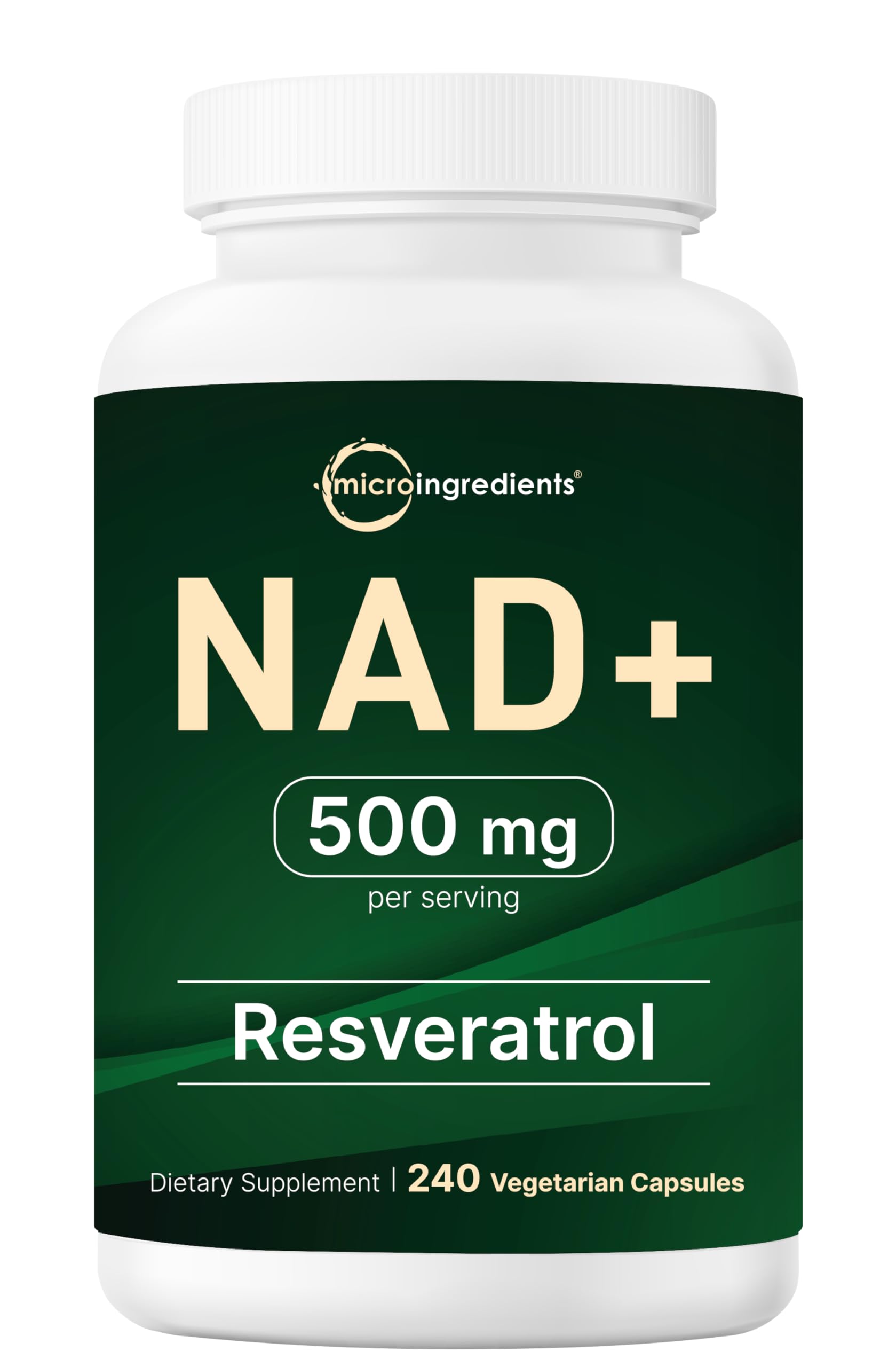 Micro Ingredients NAD+ 500mg with Resveratrol, 240 Veggie Capsules | 2-in-1 NAD Supplement for Women & Men | NMN Pathway Alternative | Non-GMO, Gluten Free Micro Ingredients uk supplements